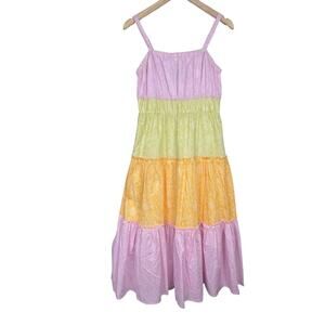 EUC Marc New York Sundress Tiered Hippie Flowy Cotton Tiered Maxi Dress S